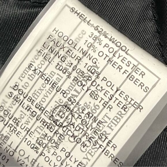 NWT Vince Camuto Wool Black Hood Zip Front Casual Fleece Lined Coat Hood XXS - Picture 11 of 14